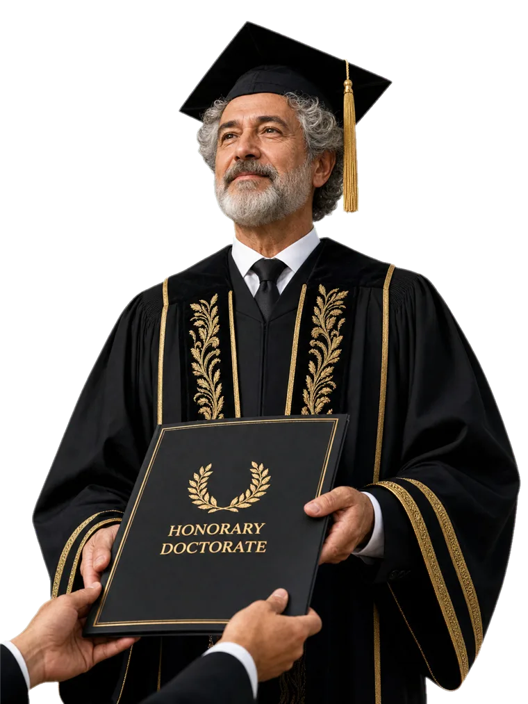 Honorary doctorate recipient in academic regalia