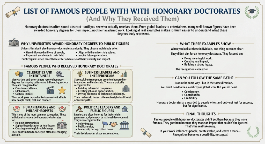 List of Famous People with Honorary Doctorates (And Why They Received Them)