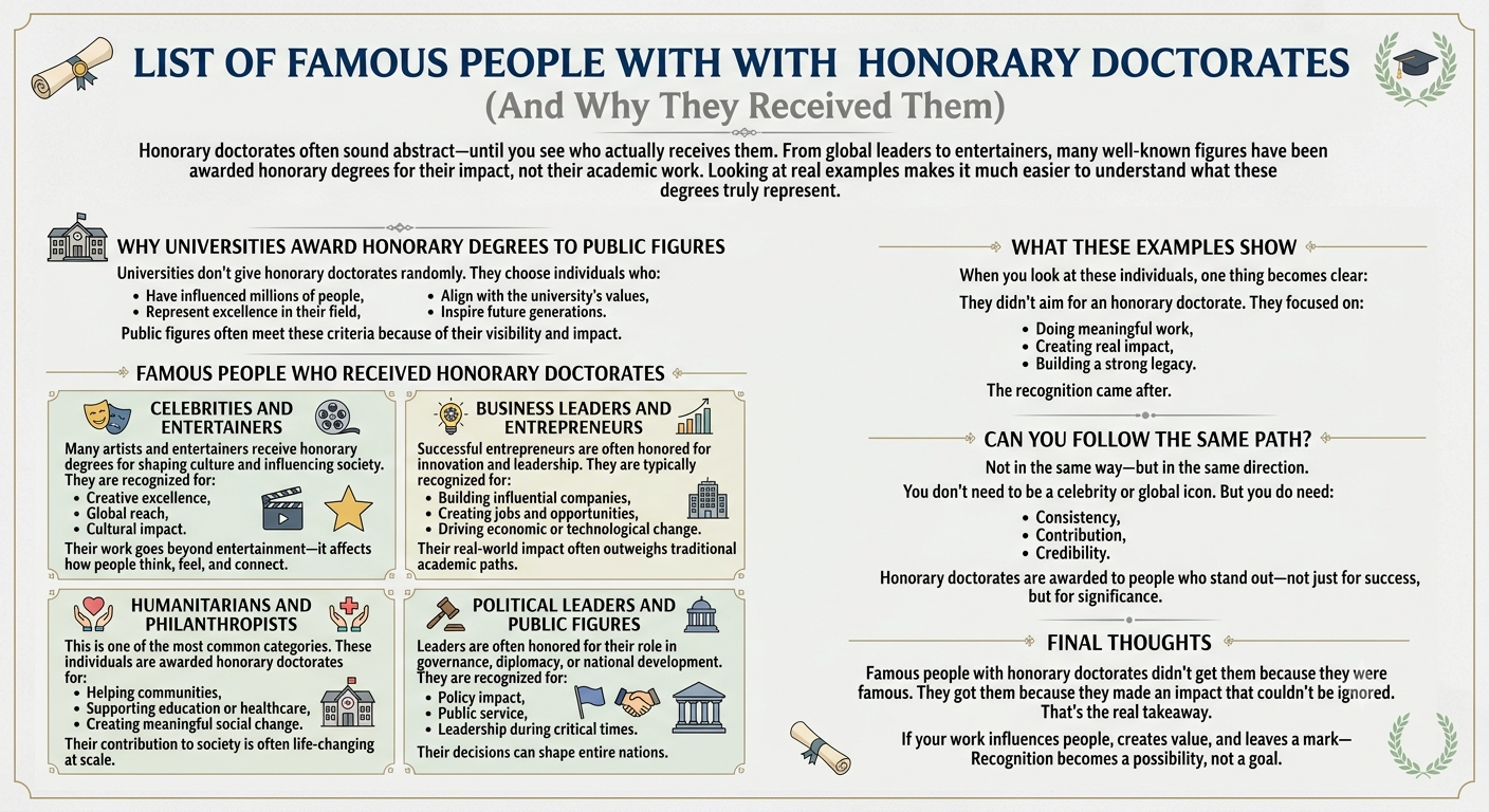 List of Famous People with Honorary Doctorates (And Why They Received Them)